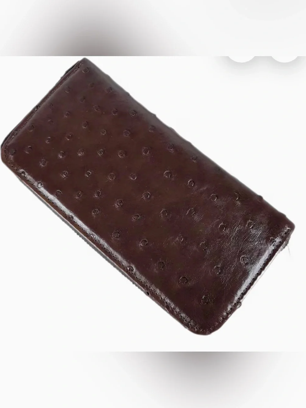 Burgundy genuine Ostrich-Textured Leather clutch ladies wallet